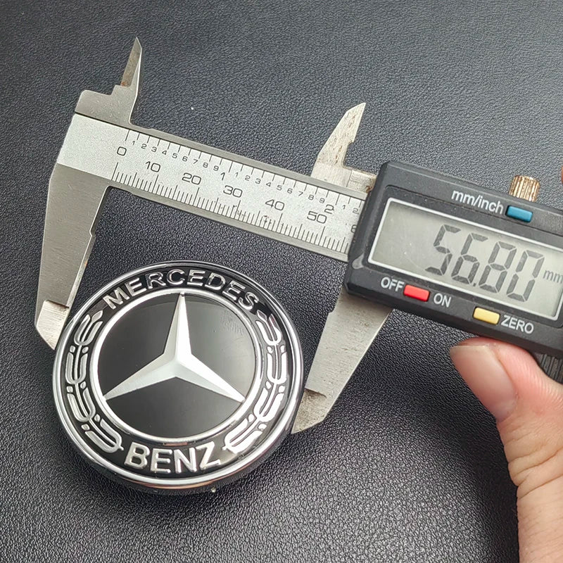 57mm ABS Blue Black Car Front Hood Star Logo Mercedes Bonnet Emblem Badge For Mercedes Benz AMG W204 C E S Class Accessories